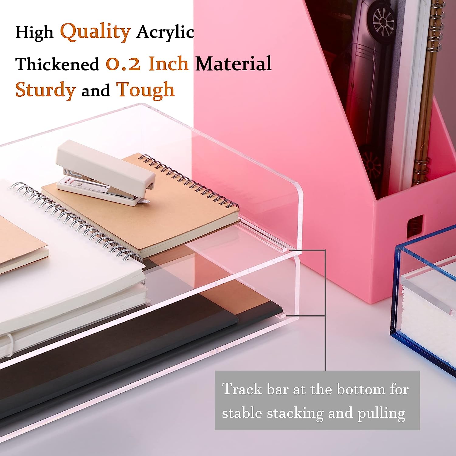Paper Organizer Tray, Acrylic File Storage for Desk, Enlarged 4 Tiers Trays, Clear Letter Tray for Office Accessories (Multiple 4 Tier Enlarged) - Image 5
